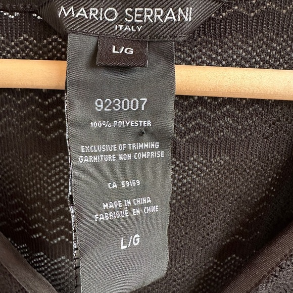 Mario Serrani Black Open-Knit Beach Cover-Up Dress – V-Neck 3/4 Sleeve – Size L - Picture 3 of 5